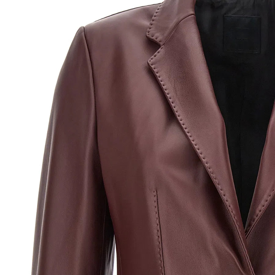 Sasha Burgundy Leather Blazer