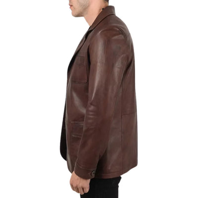 Andreas Brown Leather Blazer