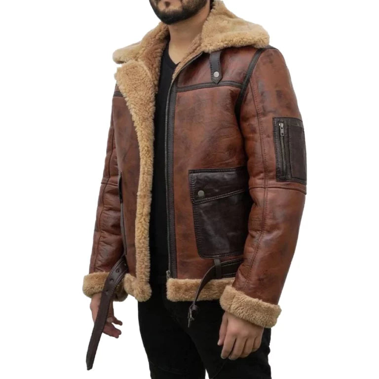 Arnold B-6 Aviator Vintage Brown Leather Bomber Jacket