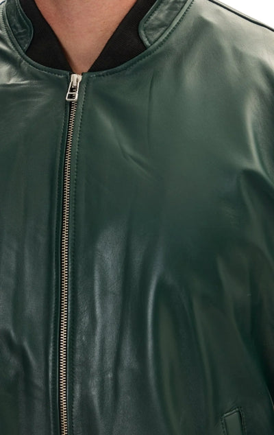 Blaze Ma-1 Green Leather Bomber Jacket