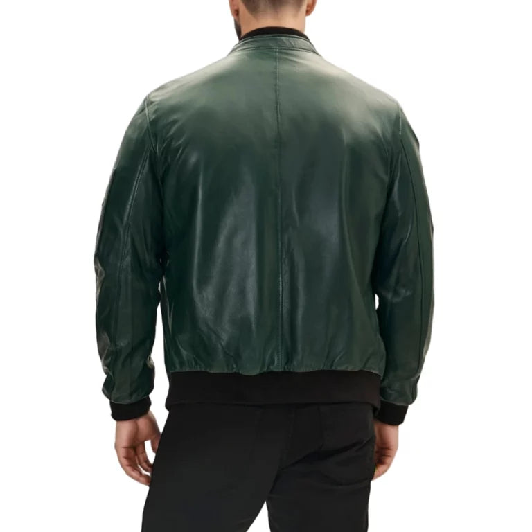 Blaze Ma-1 Green Leather Bomber Jacket