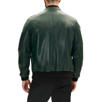 Blaze Ma-1 Green Leather Bomber Jacket