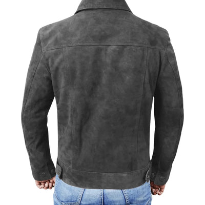 Brian Grey Suede Trucker Jacket