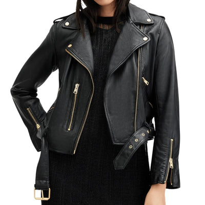Carolyn Black Leather Biker Jacket