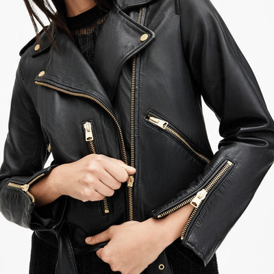 Carolyn Black Leather Biker Jacket