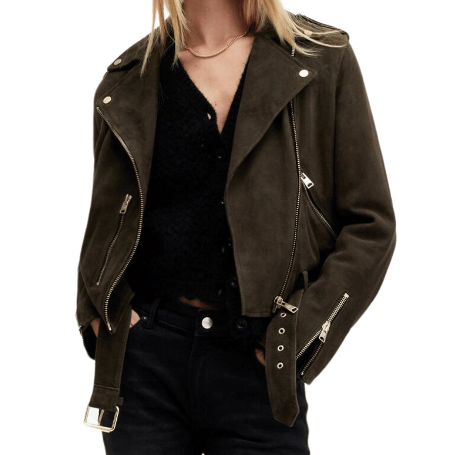 Carolyn Brown Suede Biker Jacket