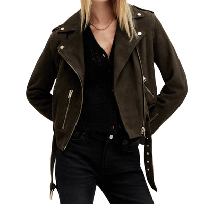 Carolyn Brown Suede Biker Jacket