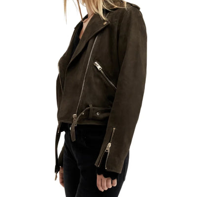 Carolyn Brown Suede Biker Jacket