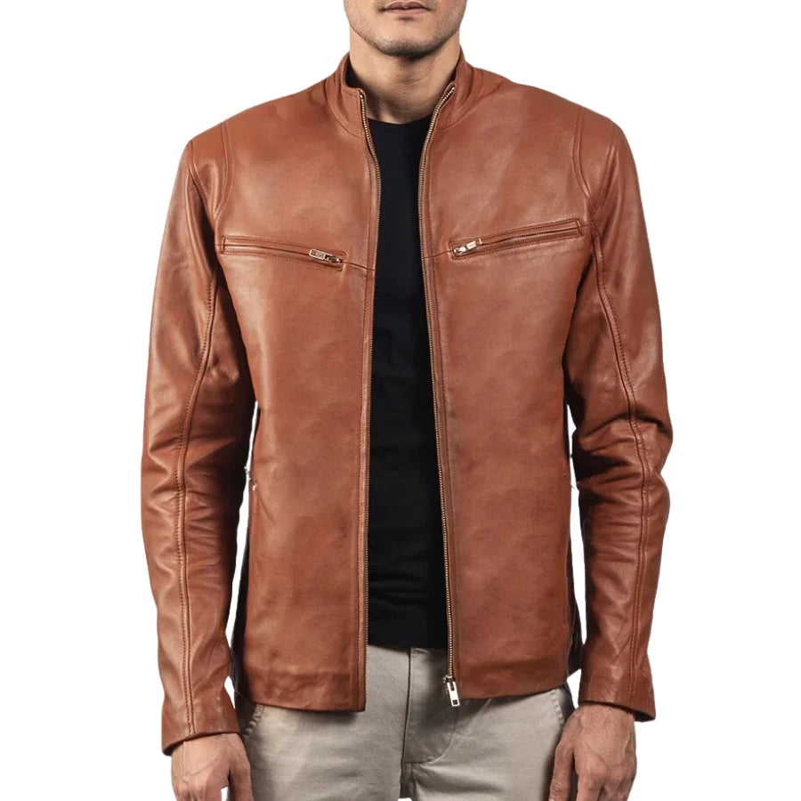 Daniel Brown Leather Biker Jacket