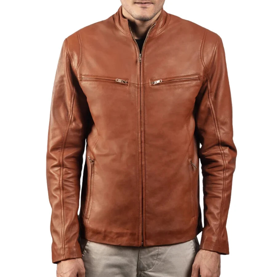 Daniel Brown Leather Biker Jacket