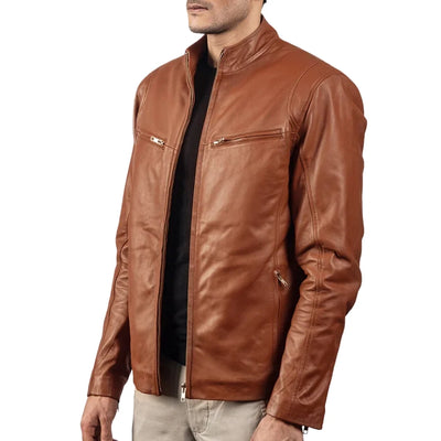 Daniel Brown Leather Biker Jacket