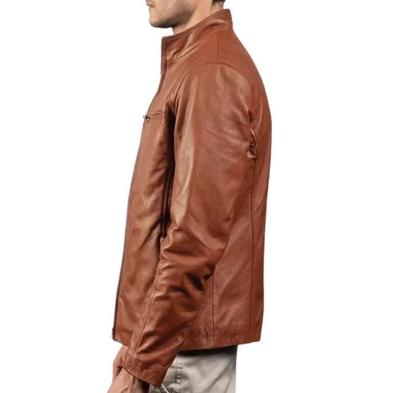 Daniel Brown Leather Biker Jacket