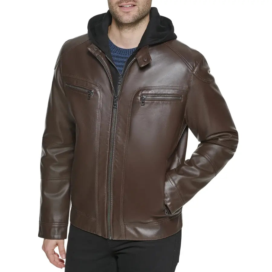 Liam Brown Biker Leather Jacket