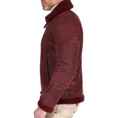 Luke Burgundy Leather Shearling Jacket
