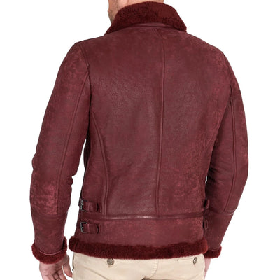 Luke Burgundy Leather Shearling Jacket