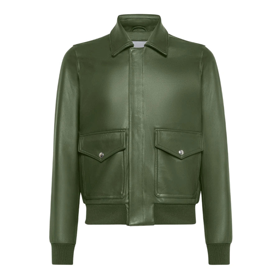 Rustic Raider A2 Green Leather Bomber Jacket