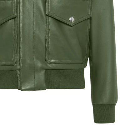 Rustic Raider A2 Green Leather Bomber Jacket