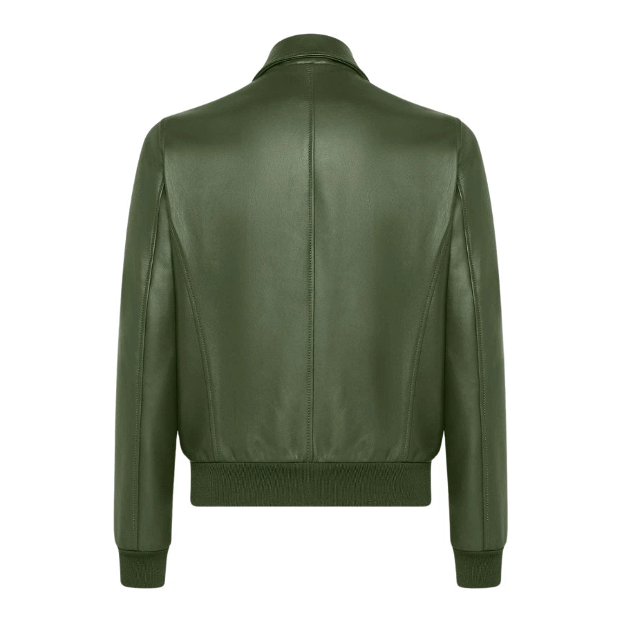 Rustic Raider A2 Green Leather Bomber Jacket