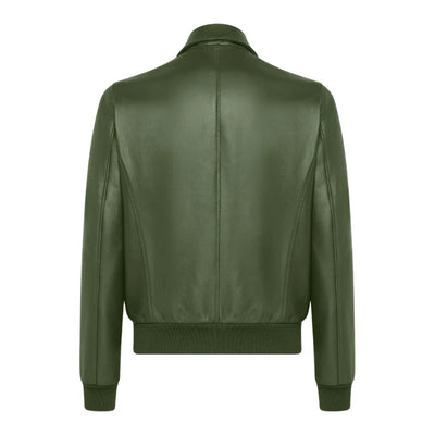 Rustic Raider A2 Green Leather Bomber Jacket