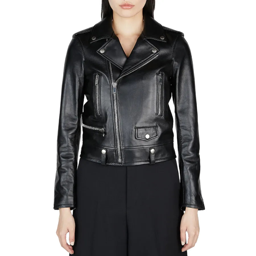 Scarlett Black Leather Biker Jacket