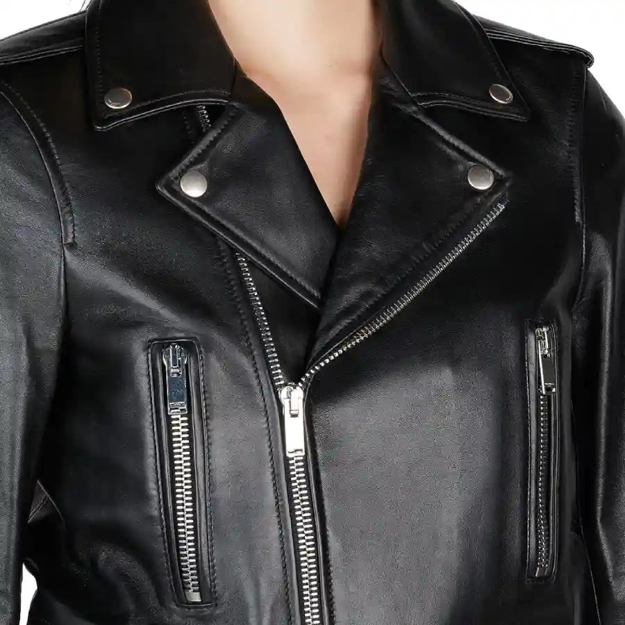Scarlett Black Leather Biker Jacket