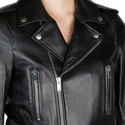 Scarlett Black Leather Biker Jacket