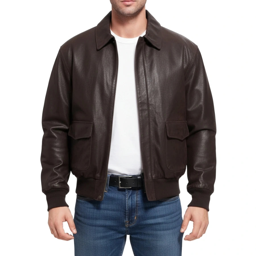 Striker A-2 Distressed Brown Flight Bomber Leather Jacket
