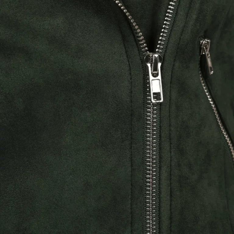 Zenith Olive Green Suede Biker Jacket